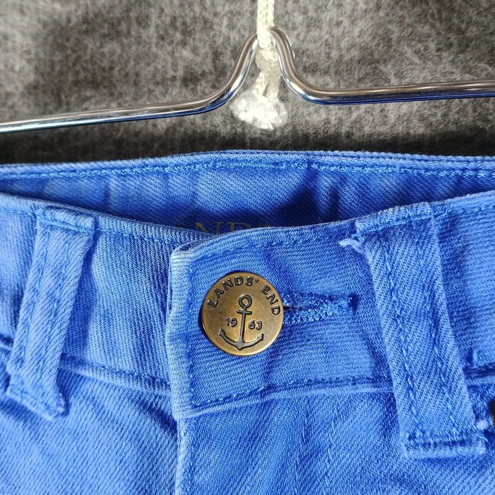 Lands End Jeans Women 12S Pencil Leg Bright Blue Low Rise Nautical‎ Unique Punk